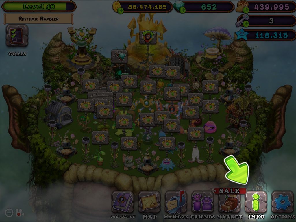 Tap the Info Button on Plant Island